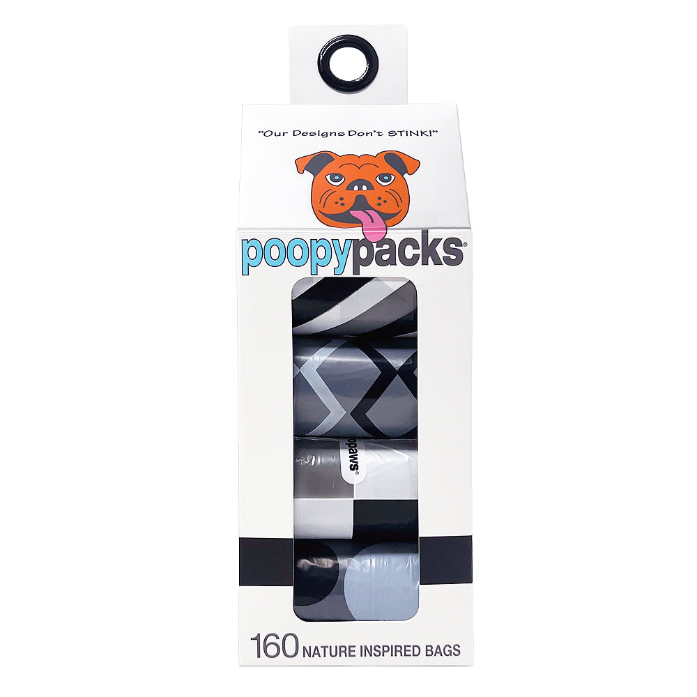 Package of Poopy Packs degradable poop bags in Black