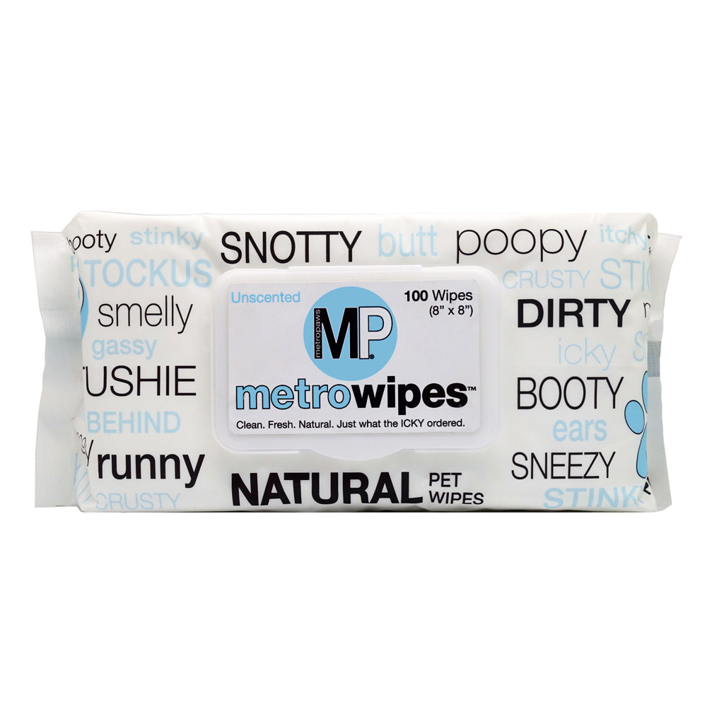 Package of 100 count Metro Wipes grooming wipes in Natural Unscented