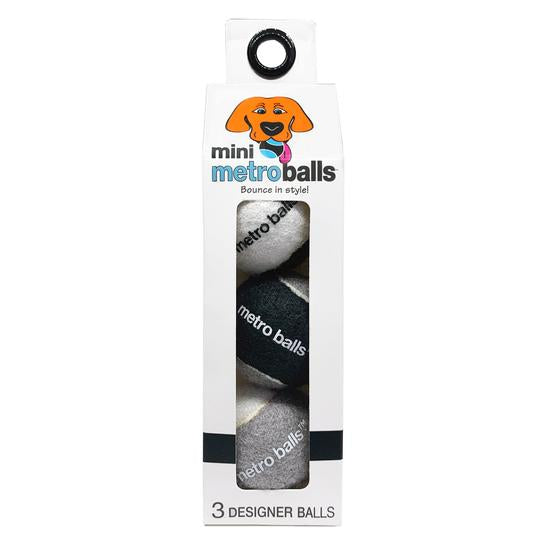 Package of Mini Metro Balls pet-safe tennis balls in Black