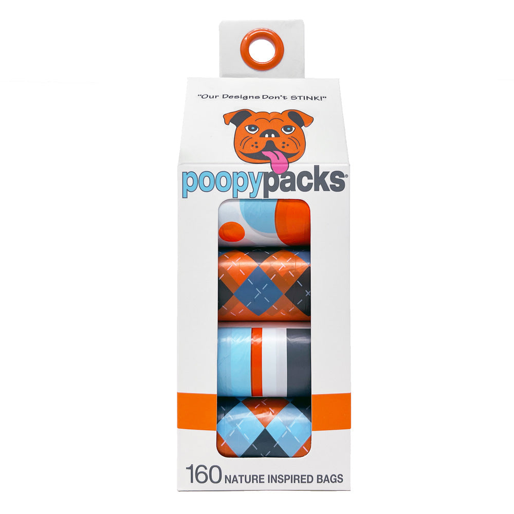 Package of Poopy Packs degradable poop bags in Orange