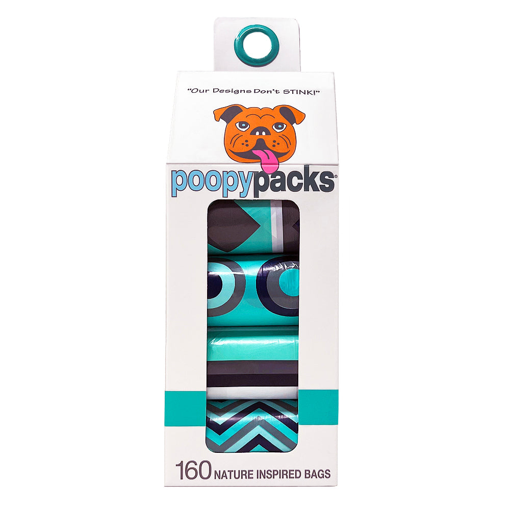 Package of Poopy Packs degradable waste bags in Seafoam