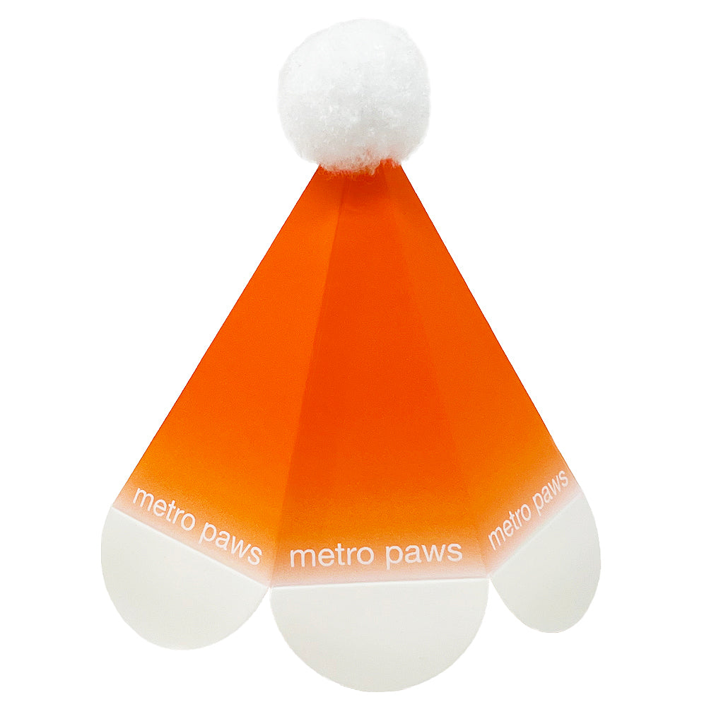 Orange paper Metro Paws Pawty Hat featuring a white pom