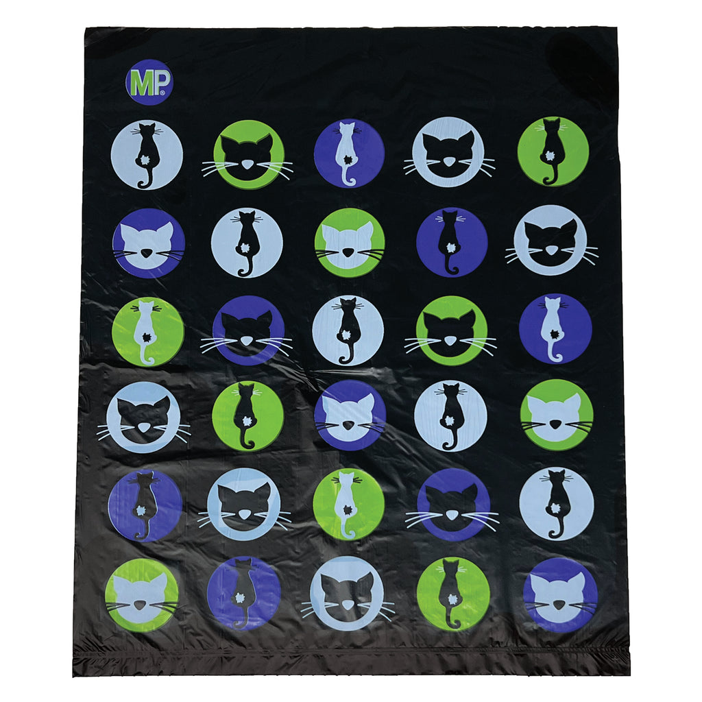 Purple cat silhouette design of Poopy Packs for CATS