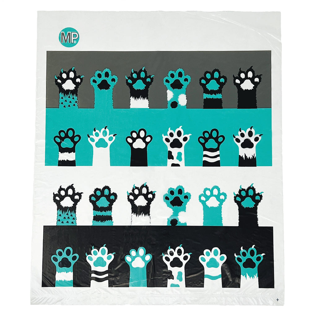 Seafoam pawprint design of Poopy Packs for CATS