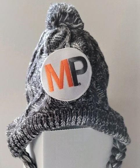 MP Winter Beanie, gray beanie with MP logo in orange and gray