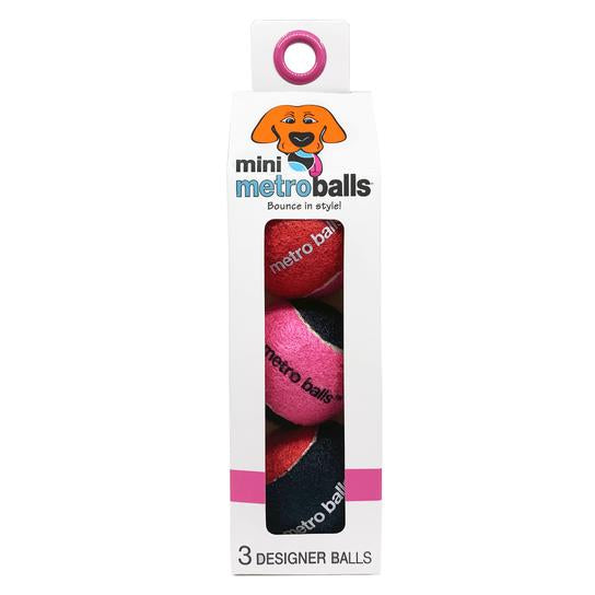 Package of Mini Metro Balls pet-safe tennis balls in Pink