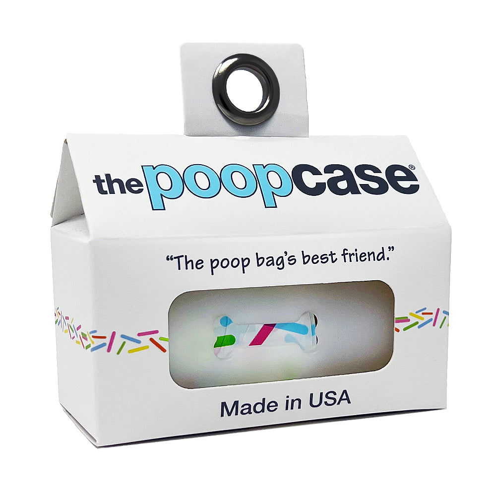 The Birthday Suit Poopcase in packaging with sprinkles on it