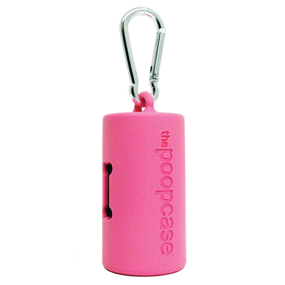 The Pink Poopcase, compostable waste bag dispenser